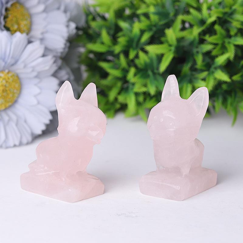 2.4" Rose Quartz Dog Crystal Carvings Wholesale Crystals USA