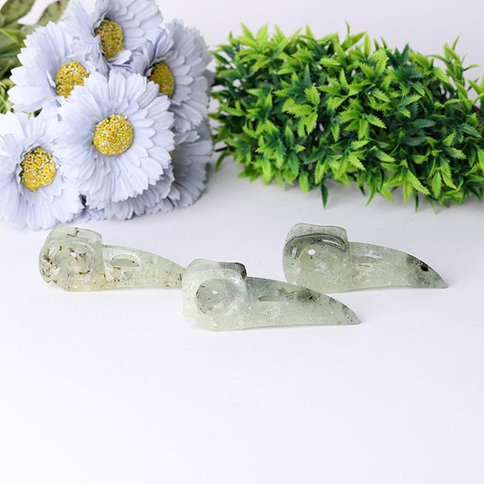 3.5" Natural Prehnite Crow Skull Head Healing Carving Epidote Wholesale Crystals USA