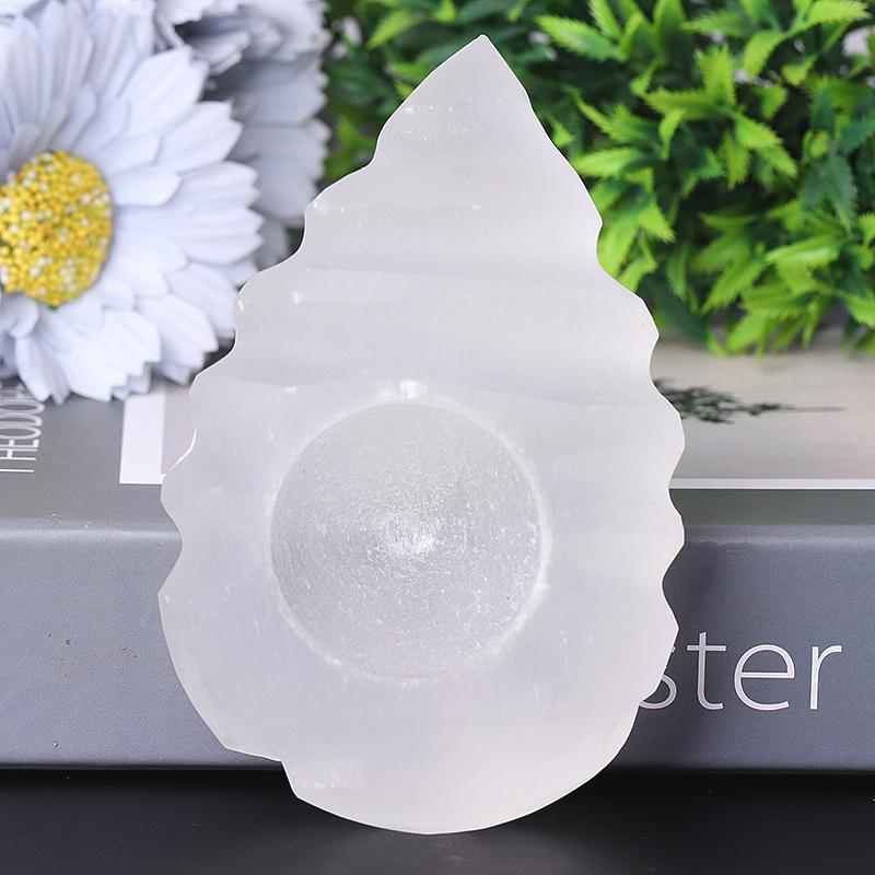 4.5" Shell Shape Selenite Candle Holder