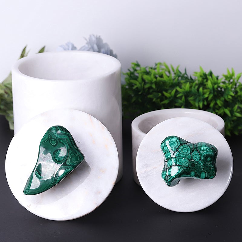 Unique Marble Jar with Cover Malachite Decor