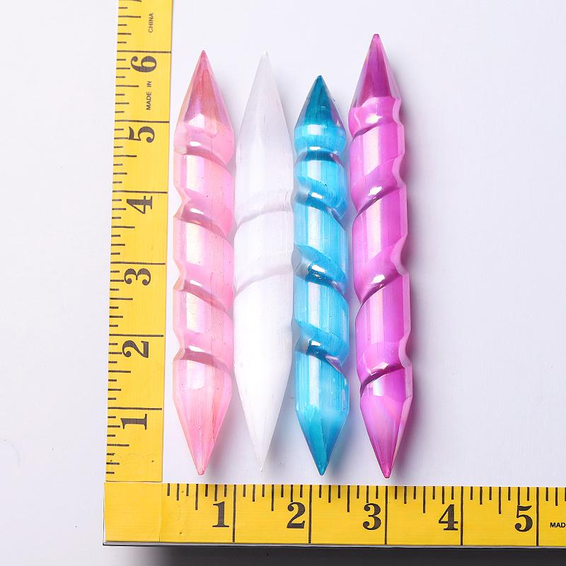 6" Spiral Selenite Double Terminated Wand