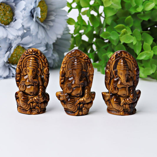 1.9" Tiger's Eye Ganesha Crystal Carving Wholesale Crystals USA