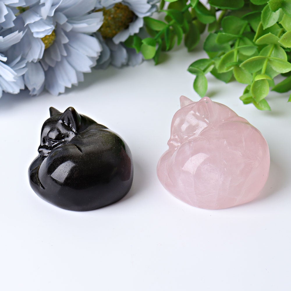 2.3" Sleeping Cat Crystal Carvings Wholesale Crystals USA
