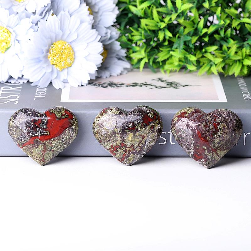 2.0-2.5"Dragon Blood Stone Heart Shape Crystal Carvings Wholesale Crystals USA