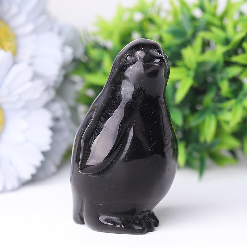 3.2" Silver Obsidian Penguin Crystal Carvings Wholesale Crystals USA