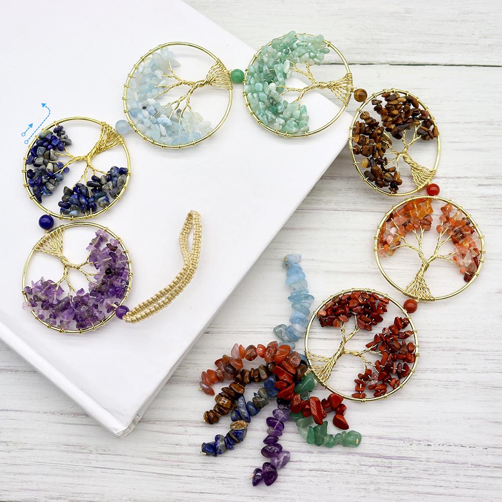 7 Chakra Crystal Tree of Life Hanging Natural Stones Car and Home Decor Wholesale Crystals USA