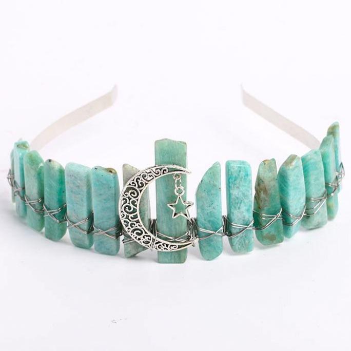 Raw Quartz Crystal Crown with Silver Moon Decor #1 Wholesale Crystals USA