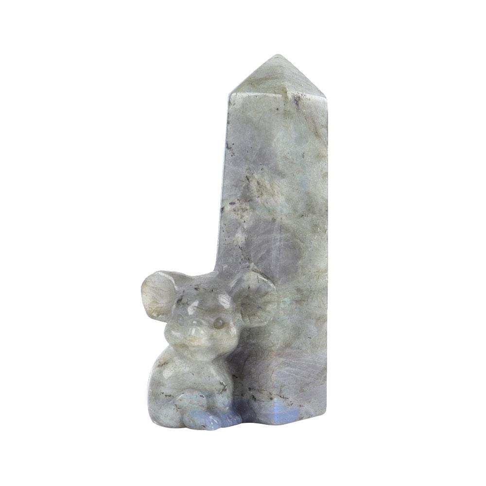 Labradorite Tower with Koala Carving Decor Base Wholesale Crystals USA