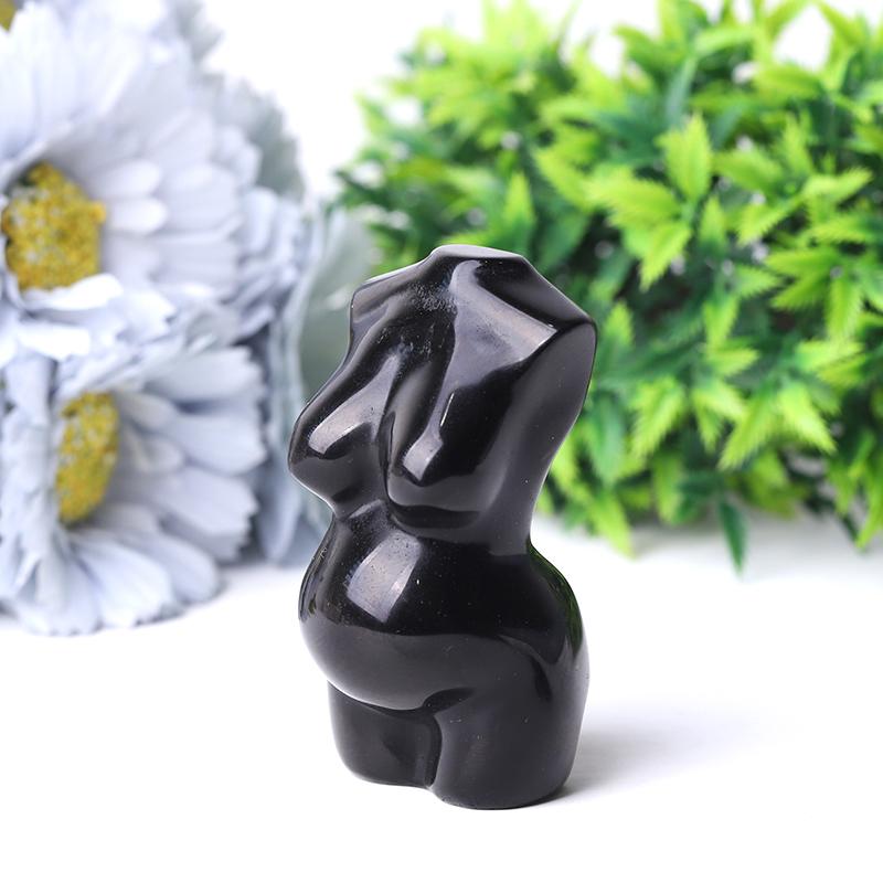3" Black Obsidian Pregnant Woman Body Crystal Carvings Wholesale Crystals USA