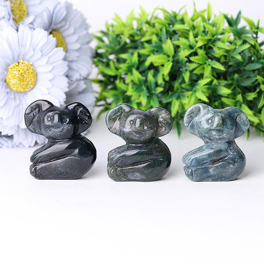 2" Moss Agate Koala Crystal Carving Wholesale Crystals USA
