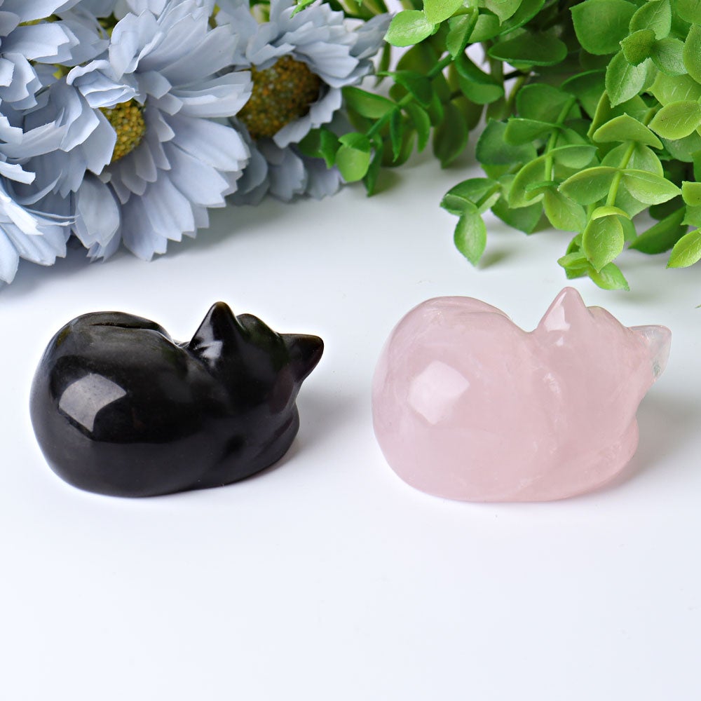 2.3" Sleeping Cat Crystal Carvings Wholesale Crystals USA