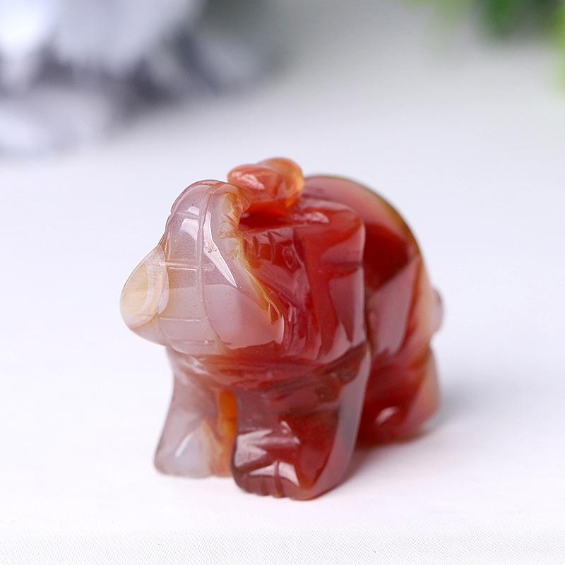 2" Wholesale Natural High Quality Beautiful Hand Carved Carnelian Elephant Crystal Figurine For Decoration
