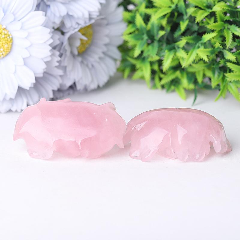 3" Rose Quartz Peony Crystal Carvings Wholesale Crystals USA