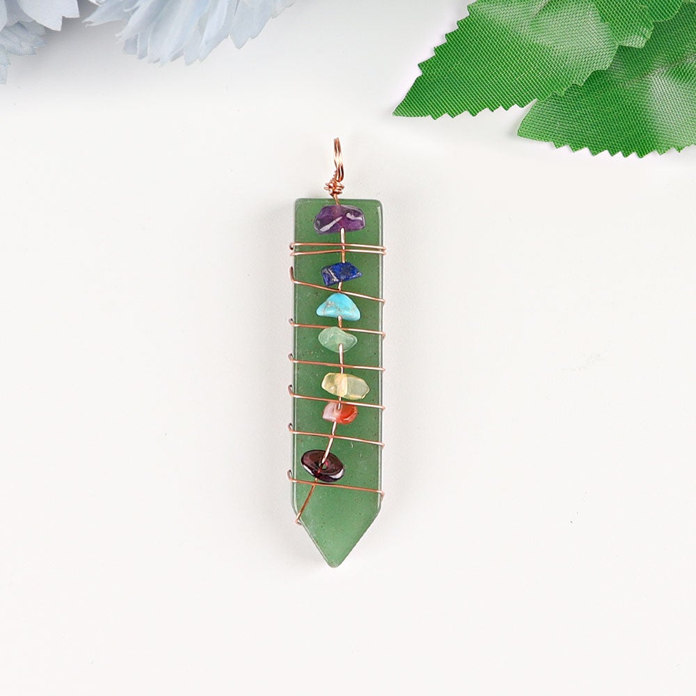 2" Chakra Wire Wrapped Pendant Wholesale Crystals USA