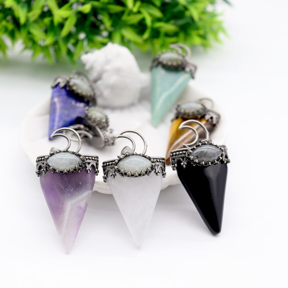 Crystal and Gem Stone Moon Pendants Wholesale Crystals USA