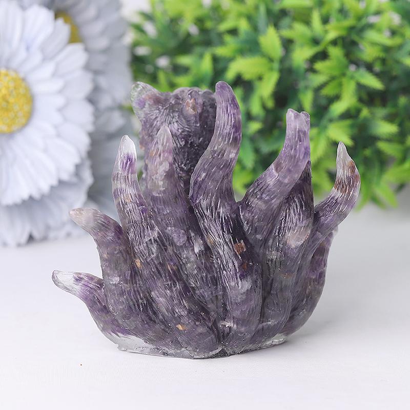 4" Nine-tail Fox Crystal Resin Carvings Wholesale Crystals USA
