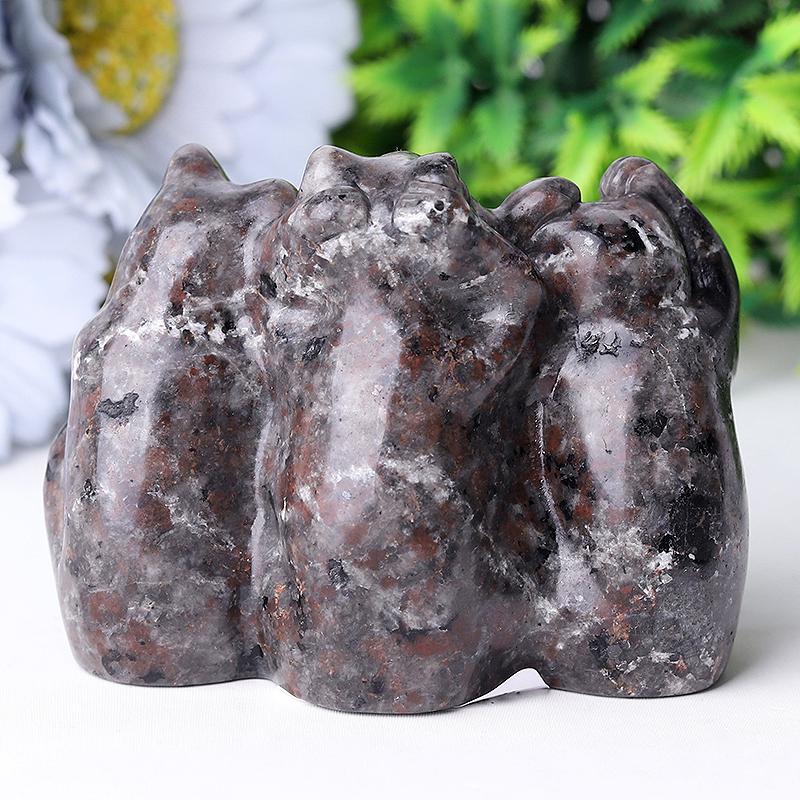 3" Yooperlite Frog See No Evil, Hear No Evil, Speak No Evil, Crystal Carvings Wholesale Crystals USA