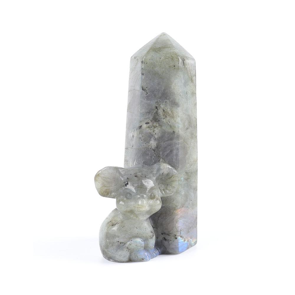 Labradorite Tower with Koala Carving Decor Base Wholesale Crystals USA