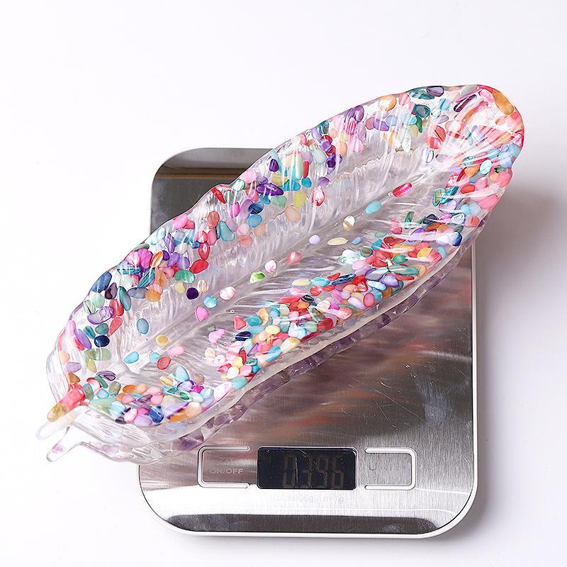 9.5" Feather Shape Plate Crystal Carvings Wholesale Crystals USA