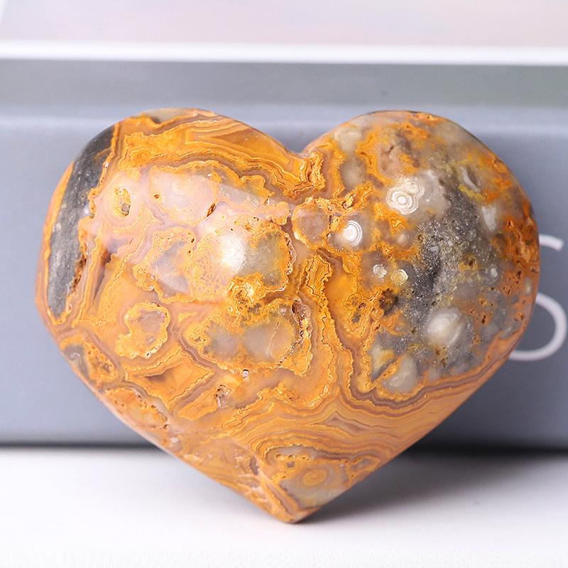 2.0-2.5" Crazy Agate Heart Shape Crystal Carving Wholesale Crystals USA