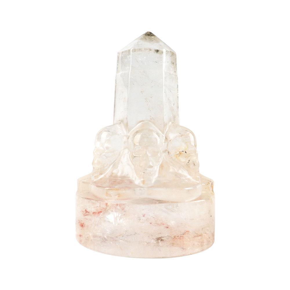 Clear Quartz Crystal Point with Carving Skull Decor Wholesale Crystals USA