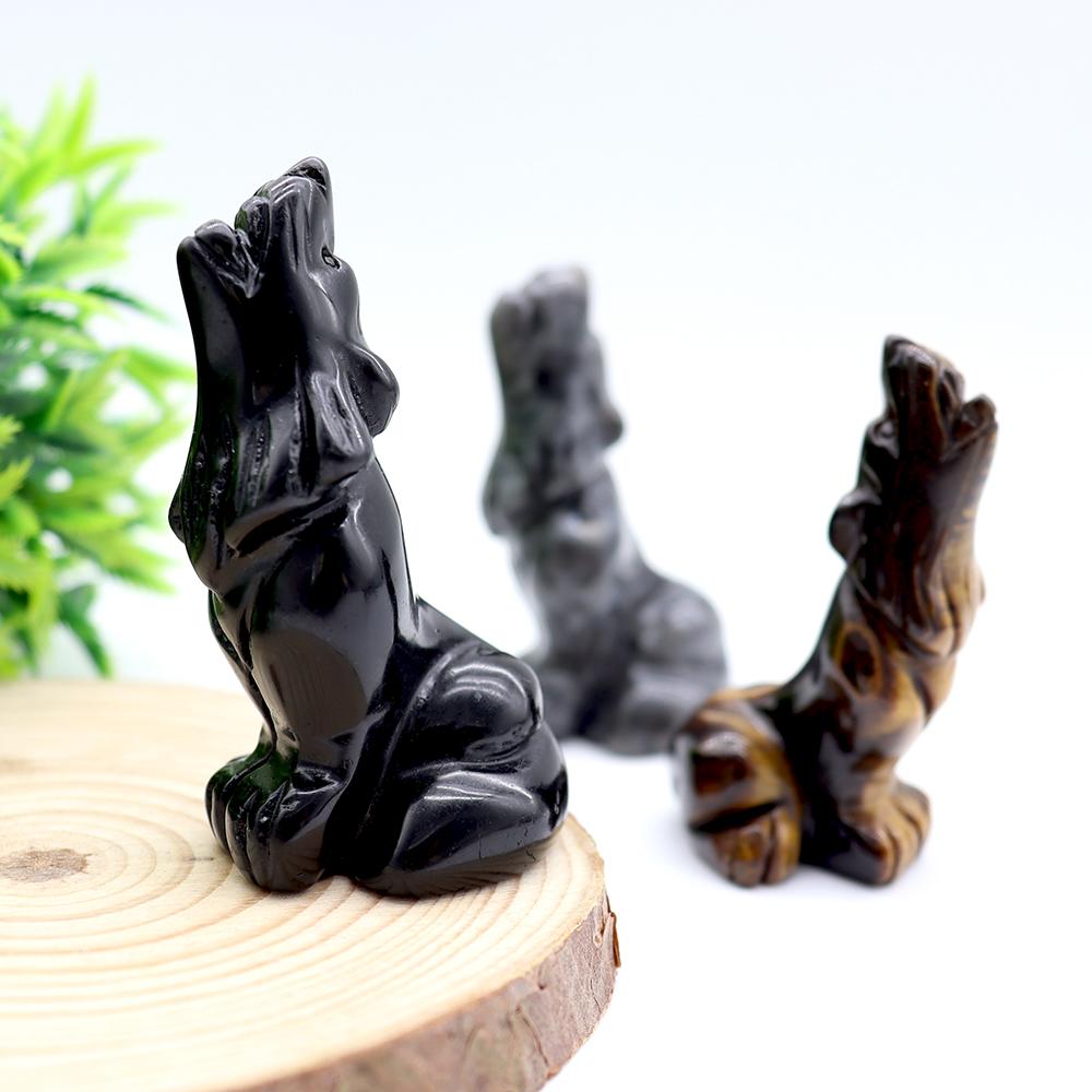 Hand carved wolf shaped crystal animal carving crafts Wholesale Crystals USA