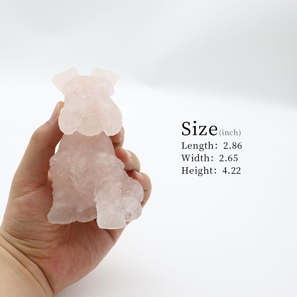 Rose Quartz Gravel Resin Dog Figurines Schnauzer
