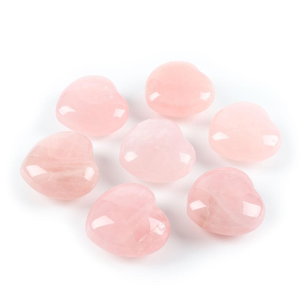 3cm Rose Quartz Heart Shape Crystal Carvings Palm Stone Wholesale Crystals USA