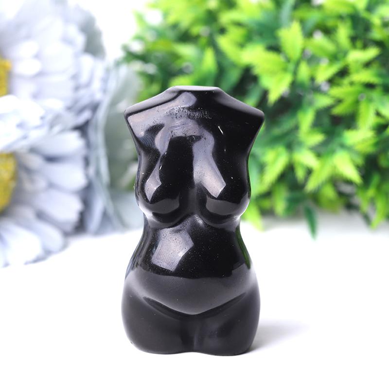 3" Black Obsidian Pregnant Woman Body Crystal Carvings Wholesale Crystals USA