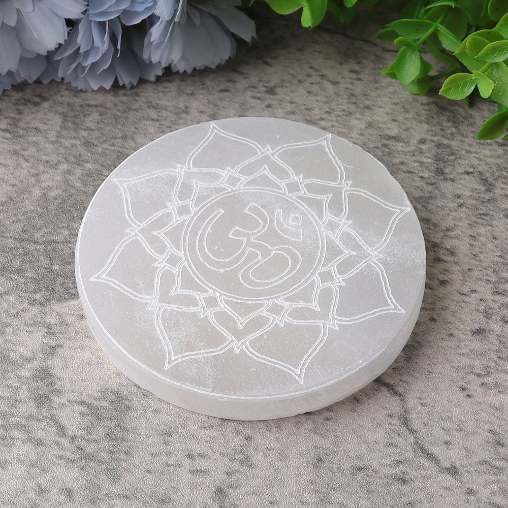 4" Selenite Coaster with Printing Wholesale Crystals USA