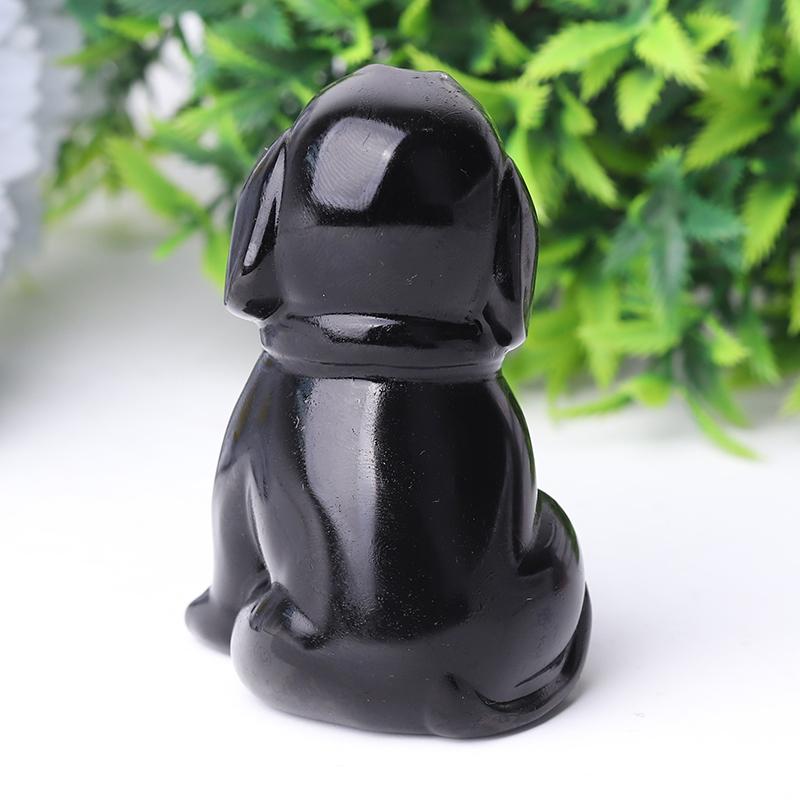 2.7" Black Obsidian Dog Crystal Carvings Wholesale Crystals USA