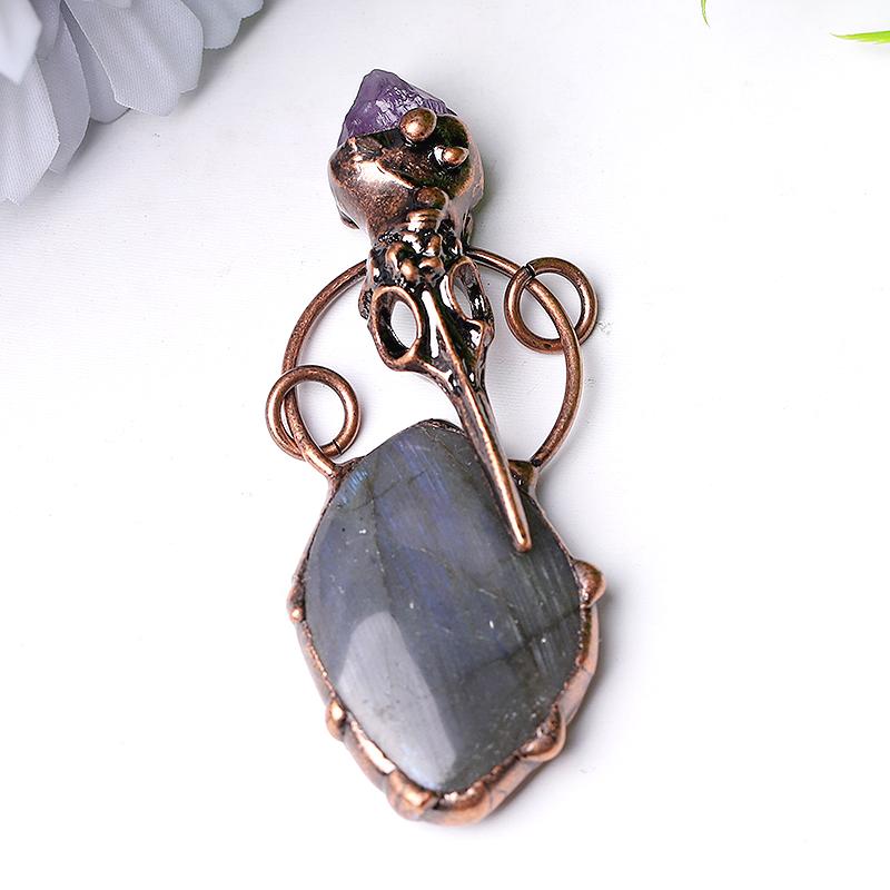 2.5" Labradorite with Amethyst Pendant for Jewelry DIY Wholesale Crystals USA