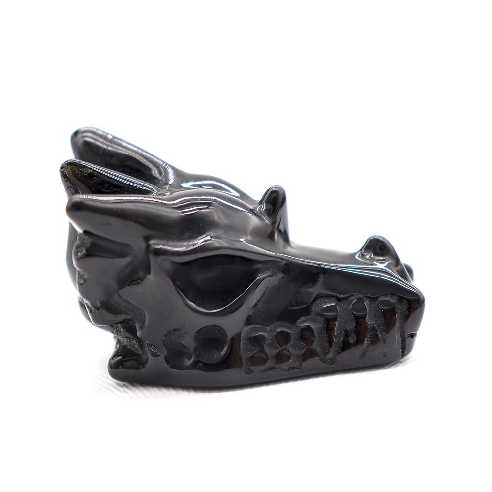 Black Obsdian Dragon Head Carving for Decoration Wholesale Crystals USA