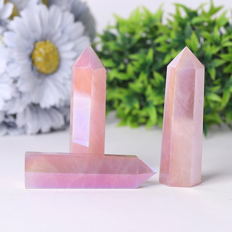 Wholesale Aura Rose Quartz Points for Collection Wholesale Crystals USA