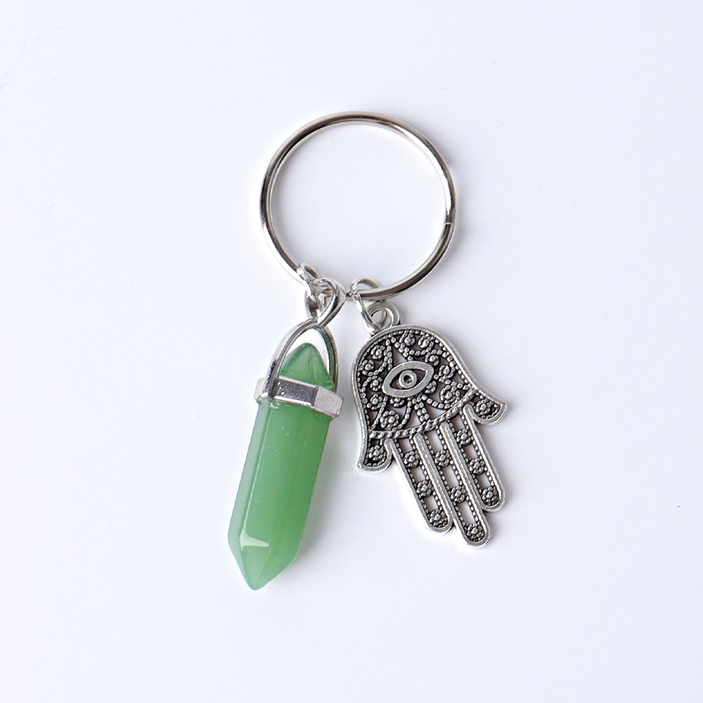 2.5“ Double Terminated Point with Devil's Eye Hand Key Chain for DIY Wholesale Crystals USA