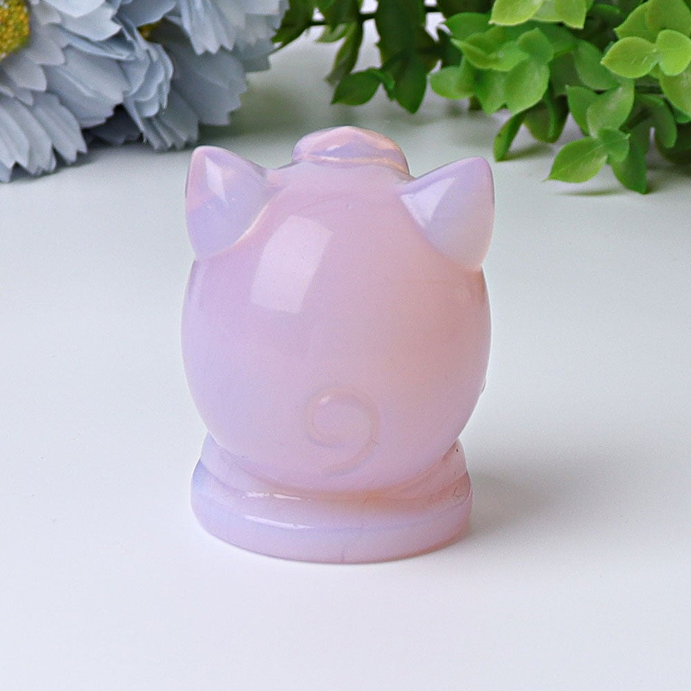 2.2" Pink Opalite Jiggly Puff Crystal Carvings Wholesale Crystals USA