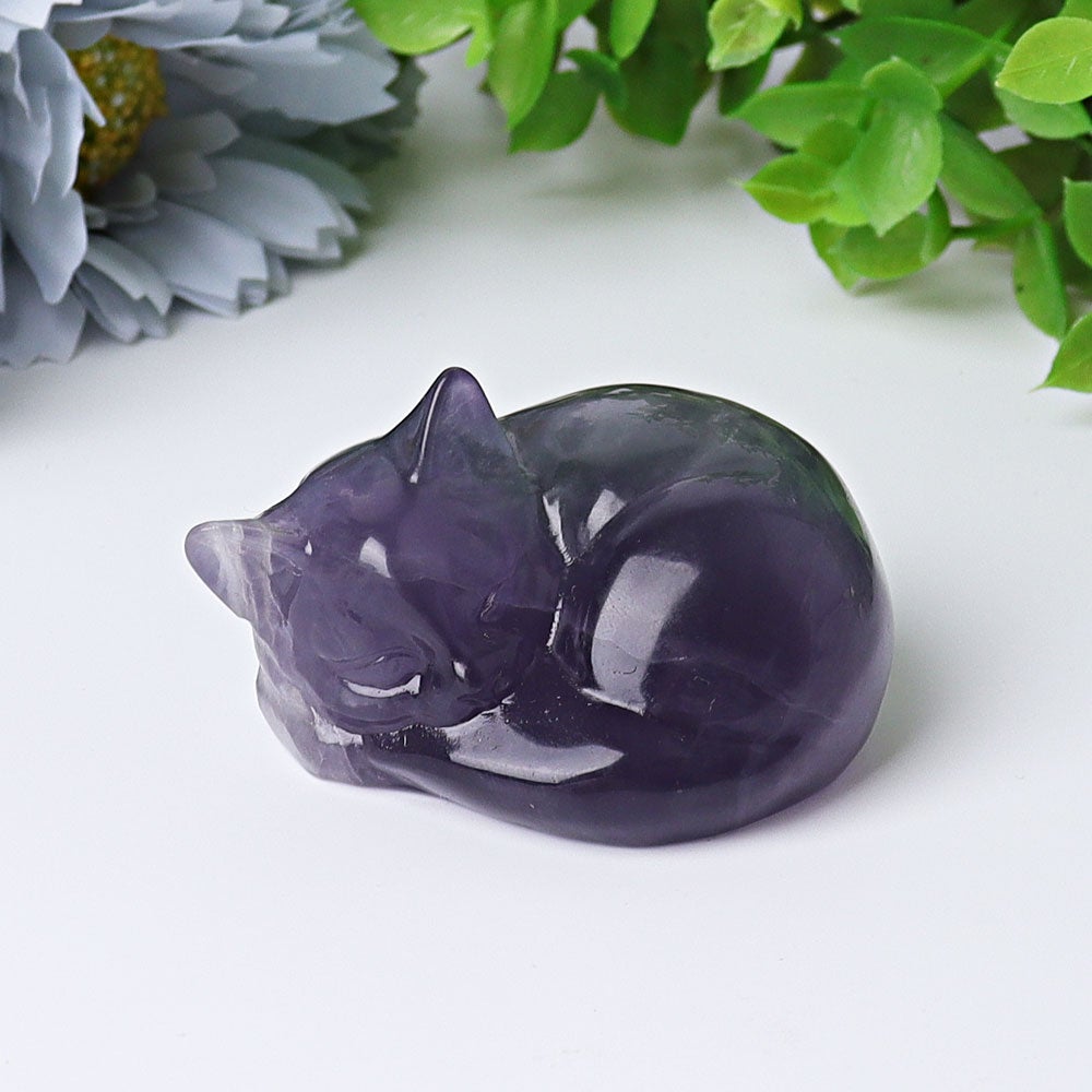2" Fluorite Sleeping Cat Crystal Carvings Wholesale Crystals USA