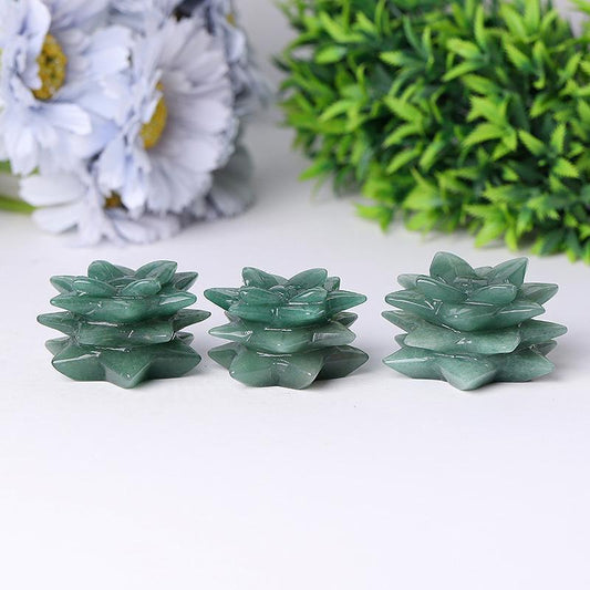 2" Green Aventurine Flower Crystal Carving Wholesale Crystals USA