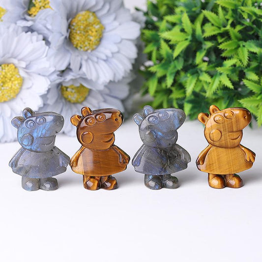 1.8" Peppa Pig Crystal Carvings Wholesale Crystals USA