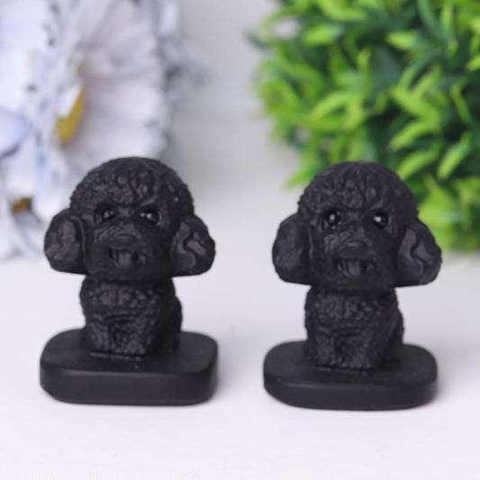 Black Obsidian Teddy Dog Crystal Carvings Wholesale Crystals USA