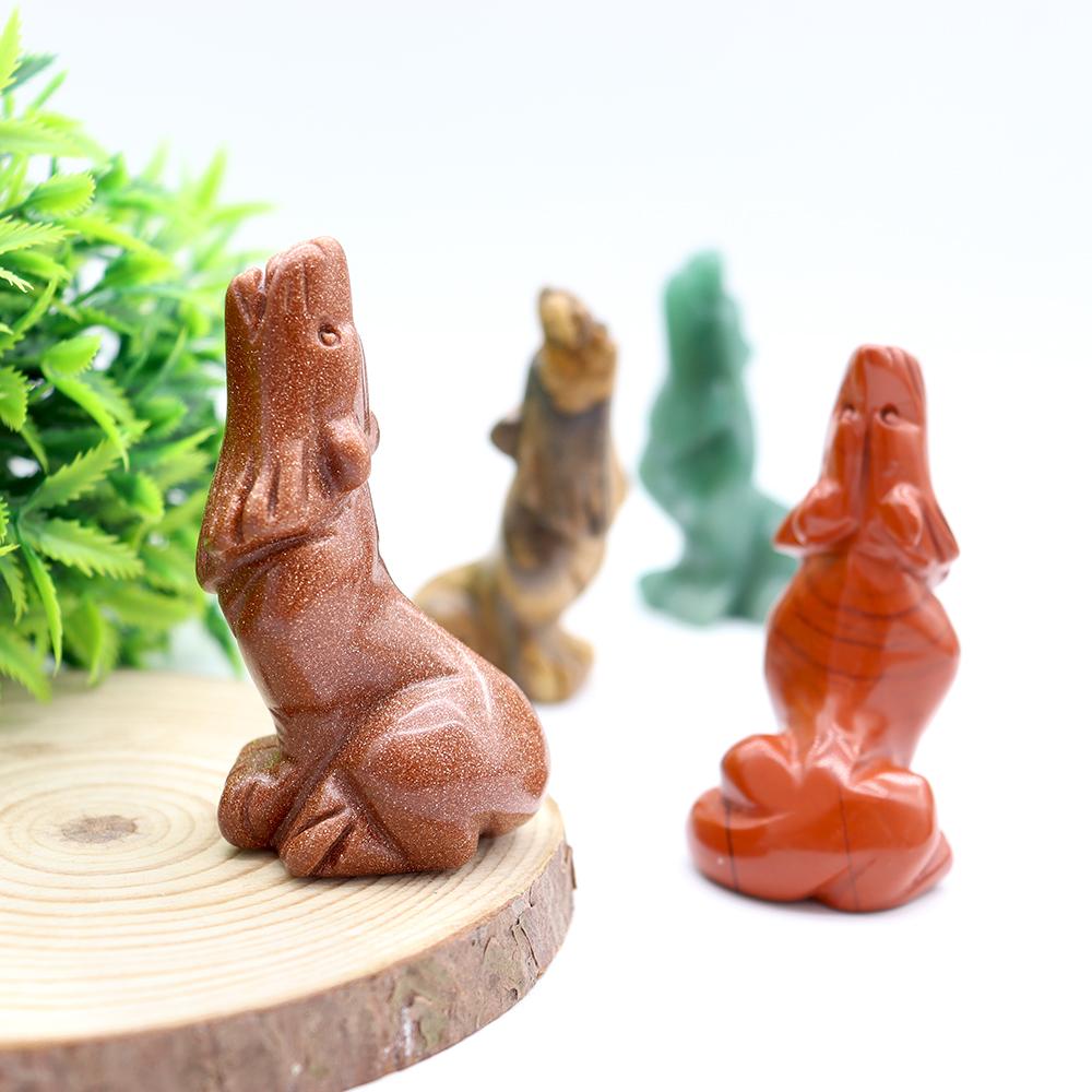 Hand carved wolf shaped crystal animal carving crafts Wholesale Crystals USA