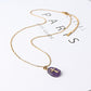 Amethyst Peach Aventurine with Golden Cross Decor Necklace Wholesale Crystals USA