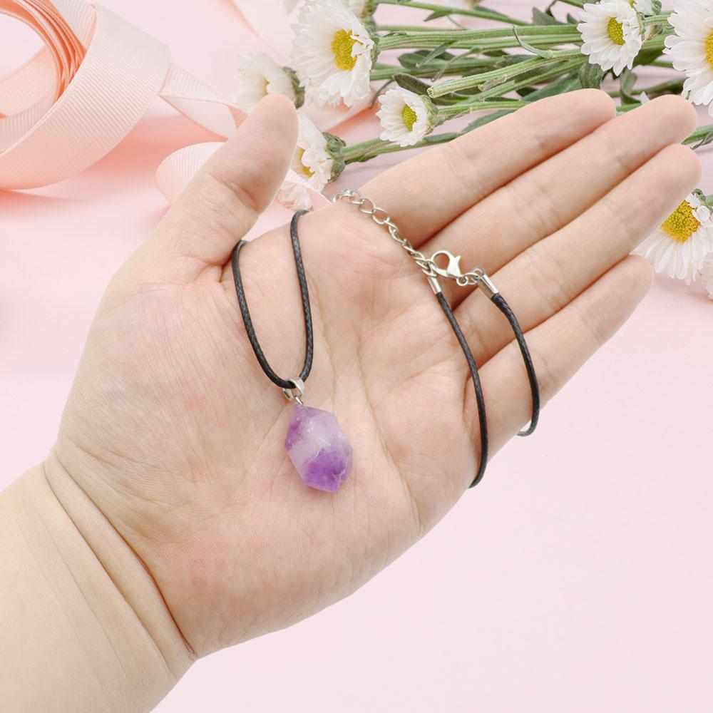 Natural Raw Amethyst Crystal Pendant Necklace Wholesale Crystals USA