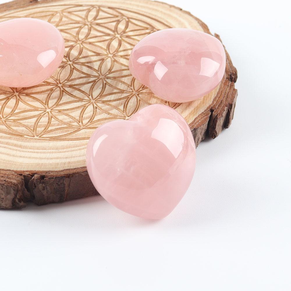 3cm Rose Quartz Heart Shape Crystal Carvings Palm Stone Wholesale Crystals USA