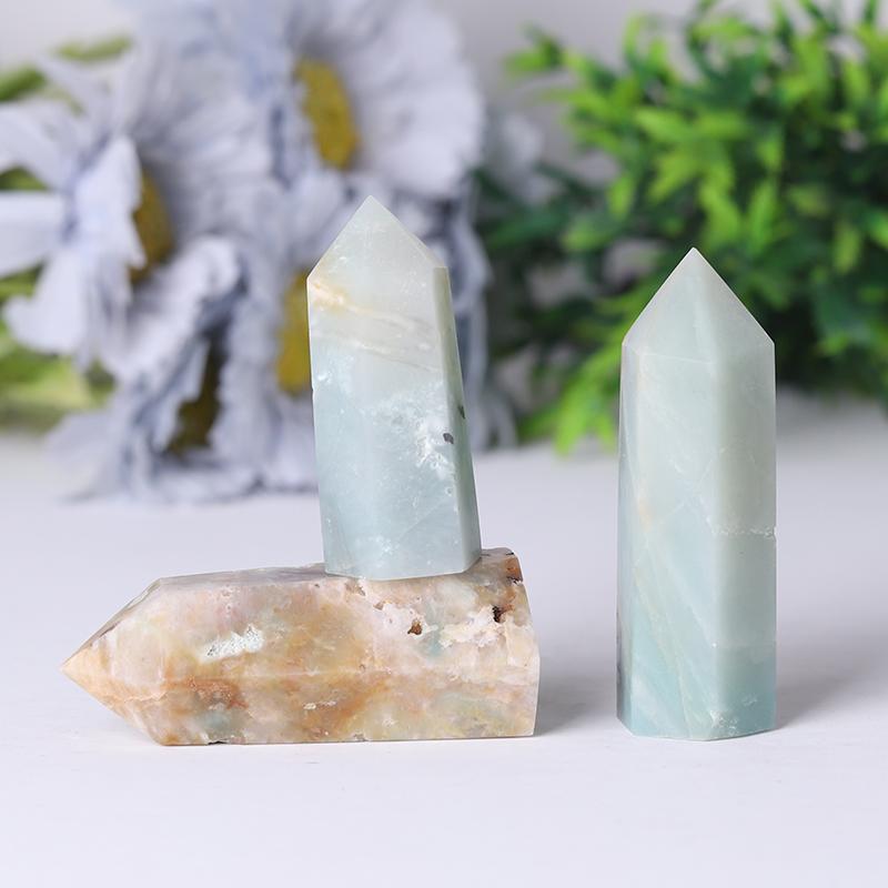 Natural Caribbean Calcite Points Meditation Sky Blue Crystal Point Healing Crystal Towers Wholesale Crystals USA