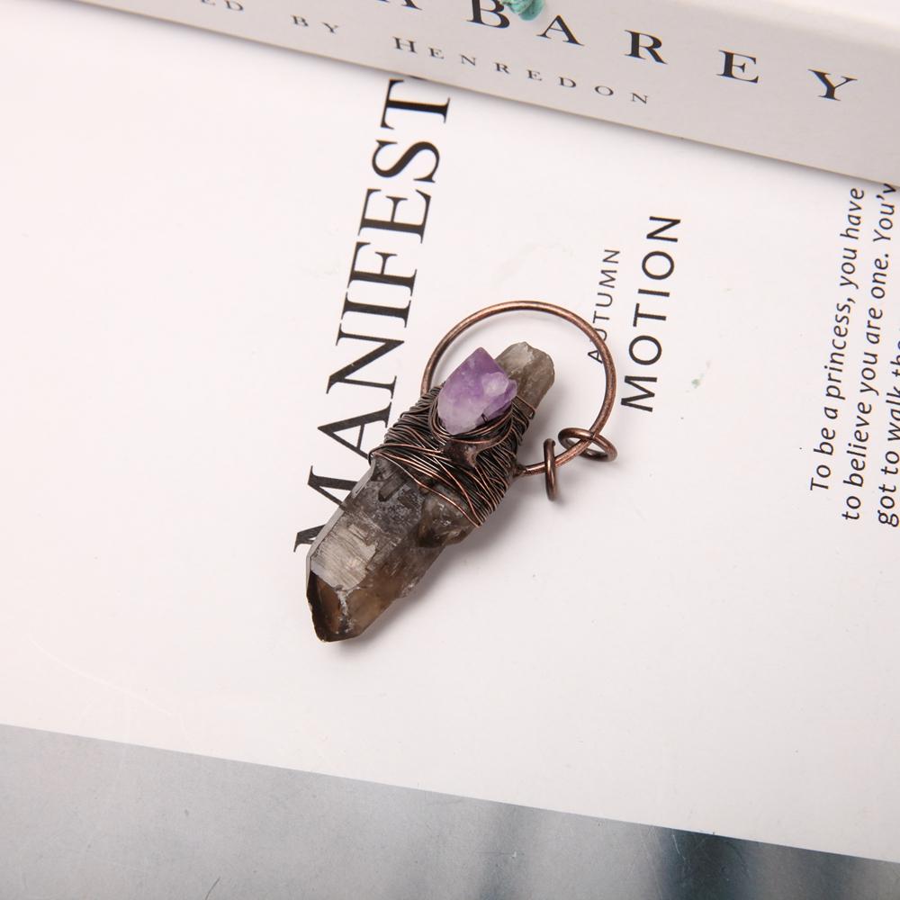 Amethyst Smoky Quartz Pendant Key Chain Wholesale Crystals USA