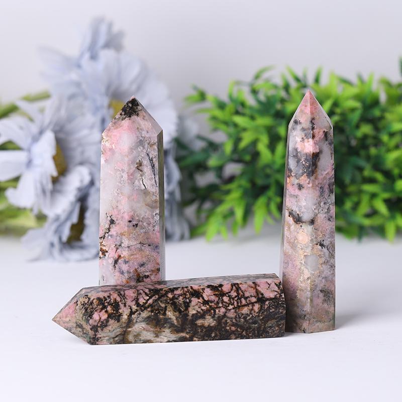 Wholesale Natural Crystal Spiritual Healing Stones Rhodonite Point Tower for Decoration Wholesale Crystals USA