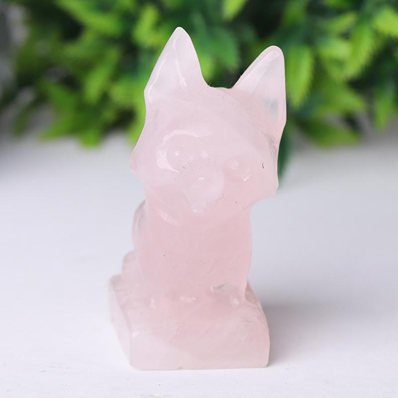 2.4" Rose Quartz Dog Crystal Carvings Wholesale Crystals USA