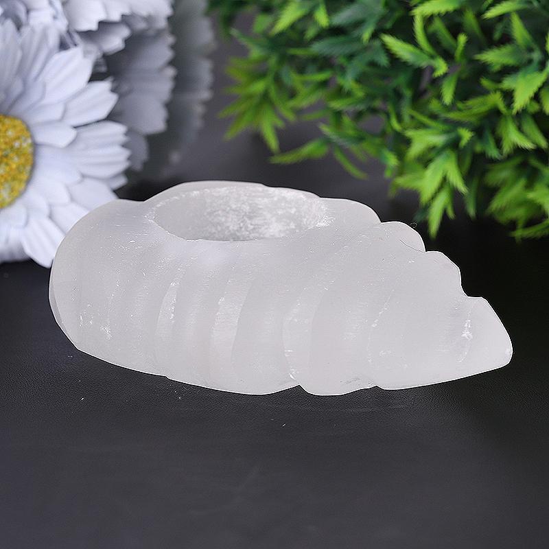 4.5" Shell Shape Selenite Candle Holder