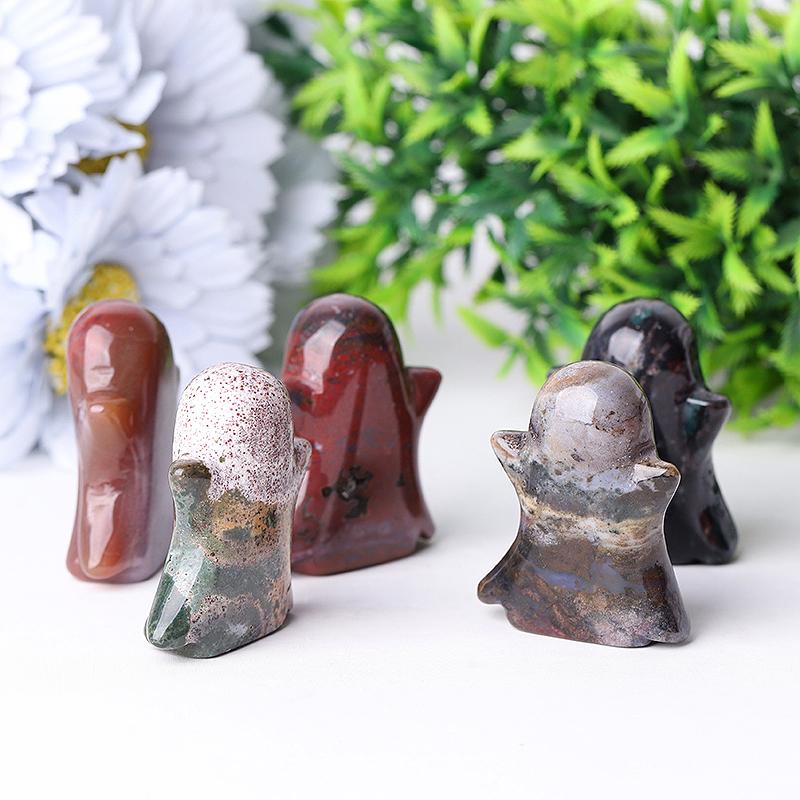 1.8" Ocean Jasper Ghost Crystal Carvings for Halloween Wholesale Crystals USA